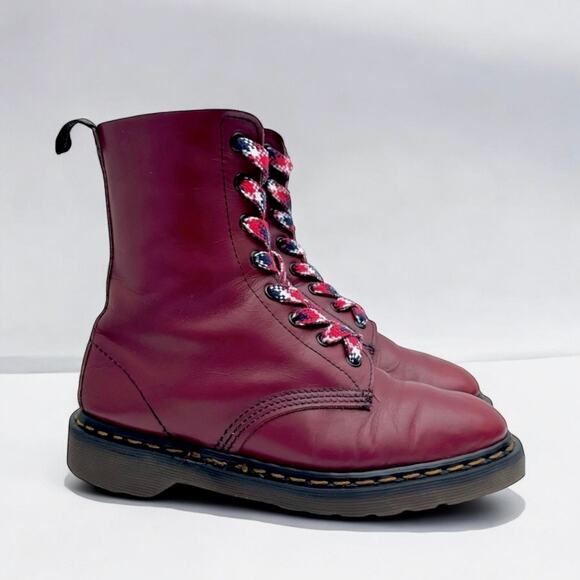 Dr. Doc Martens US7 Vintage 1980s England MIE Soft Red Pascal 8 Eyelet 1460 UK5 - Picture 10 of 11